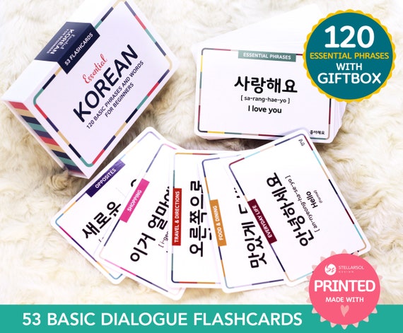 Korean Flashcards: Basic Phrases & Dialogue - Beginner Vocabulary Gift Box 【 PRINTED 】