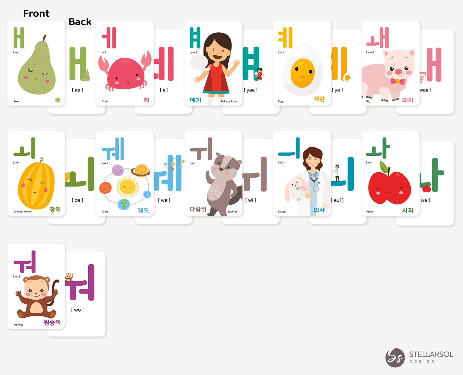 PRINTED 4x6 Korean Alphabet Flashcards Set 2sided Learning Etsy