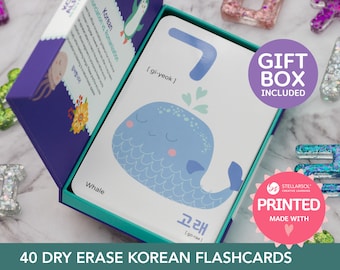 Türkisches Alphabet Vokabeln: 10x10 Hangul Karten mit Geschenkbox 【Gedruckt】
