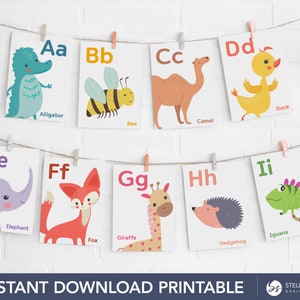 Flashcards do alfabeto de animais para imprimir | Flashcards do alfabeto | Jardim de infância, pré-escola, sala de aula, ensino doméstico | Download instantâneo | 14