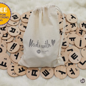 60 Wooden Korean Alphabet Letters, Consonants, Vowels  | Hangul Letters Coins | Educational Toy of Kids