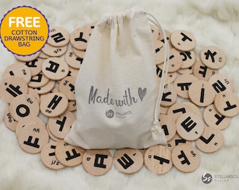 60 Holzbuchstaben des koreanischen Alphabets, Konsonanten, Vokale | Hangul Buchstaben Münzen | Kinder Lernspielzeug