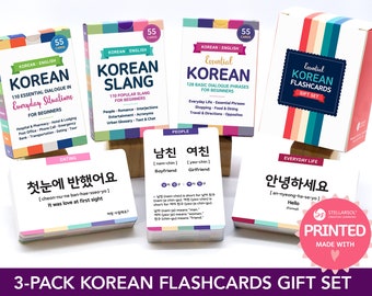Koreanisch Konversation Flashcards Geschenkset: Grundphrasen + Slang 【Gedruckt】
