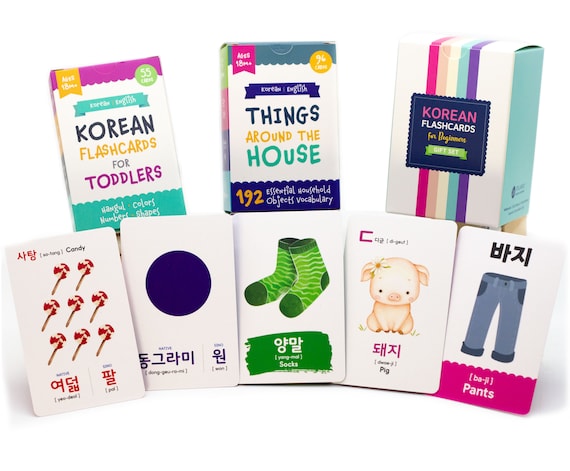 Korean Flashcards 2-Pack Gift Set: Toddler Learning + Free Audios 【 PRINTED 】