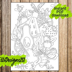 Fruit And Veg colouring page