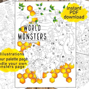 World Of Monsters adult colouring book