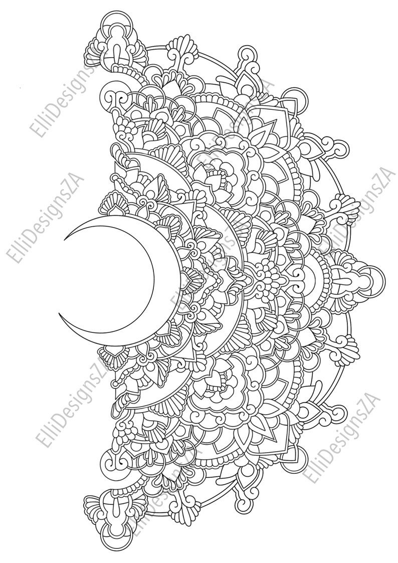 Sun and Moon Mandala Coloring Page - Etsy