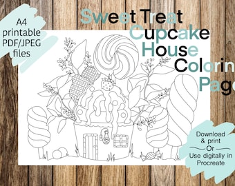 Cupcake House Coloring Page