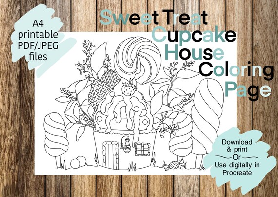 Cupcake House Coloring Page | Etsy