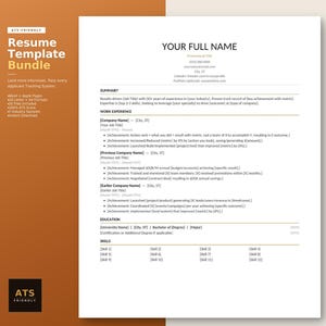 ATS Resume Template Bundle, Cover Letter, References (Word, Pages, Google Docs)