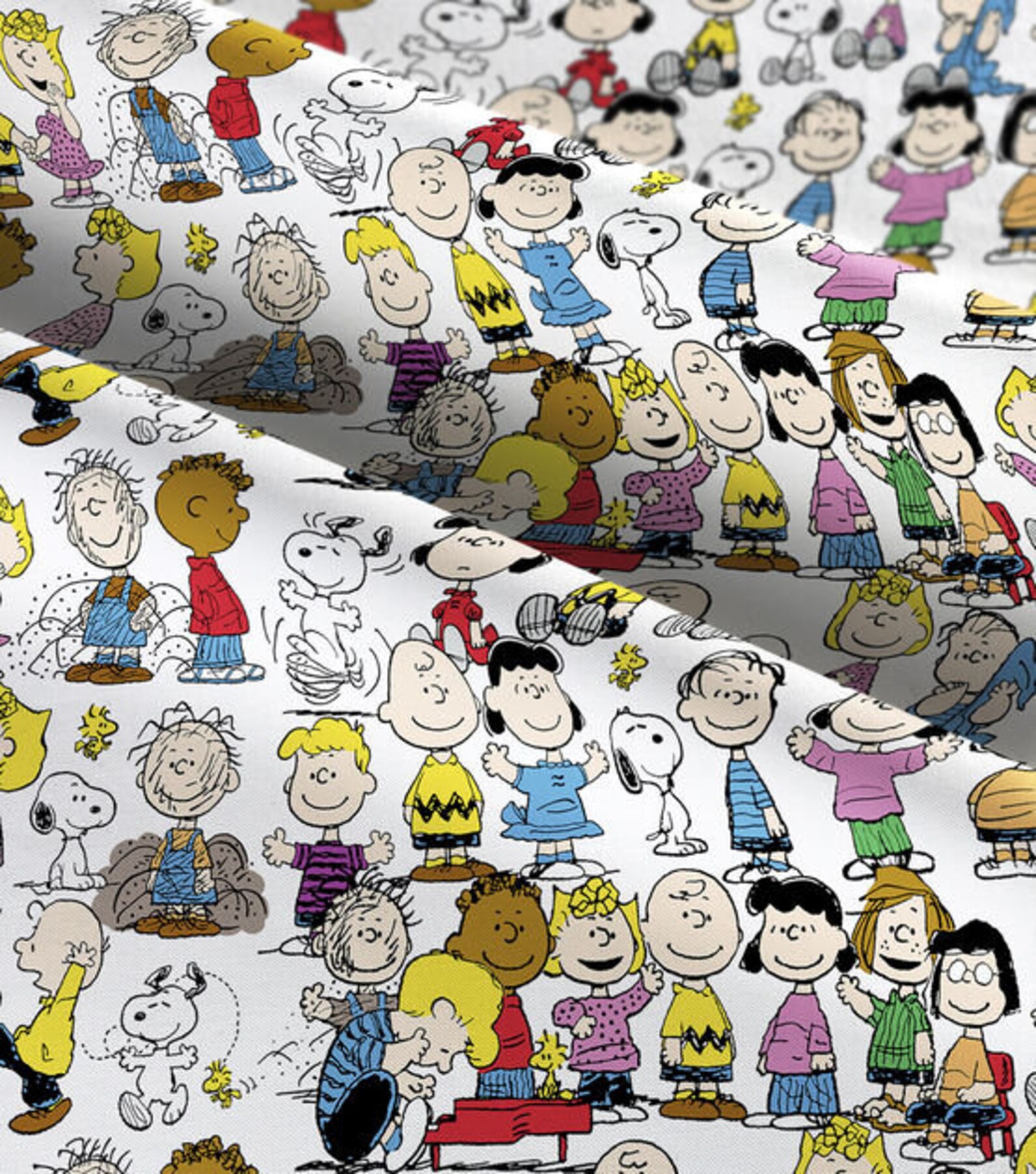 Peanuts Characters on white cotton fabric by the yard 100 Etsy