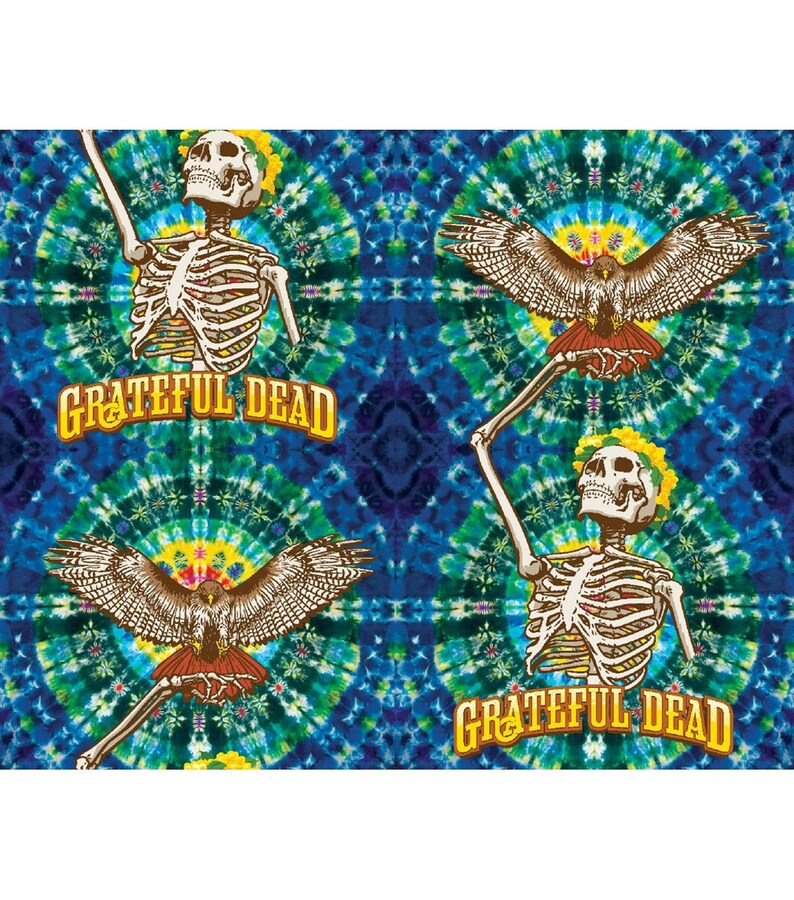 Grateful Dead Skeleton Hawk Cotton Fabric by the Yard From Etsy