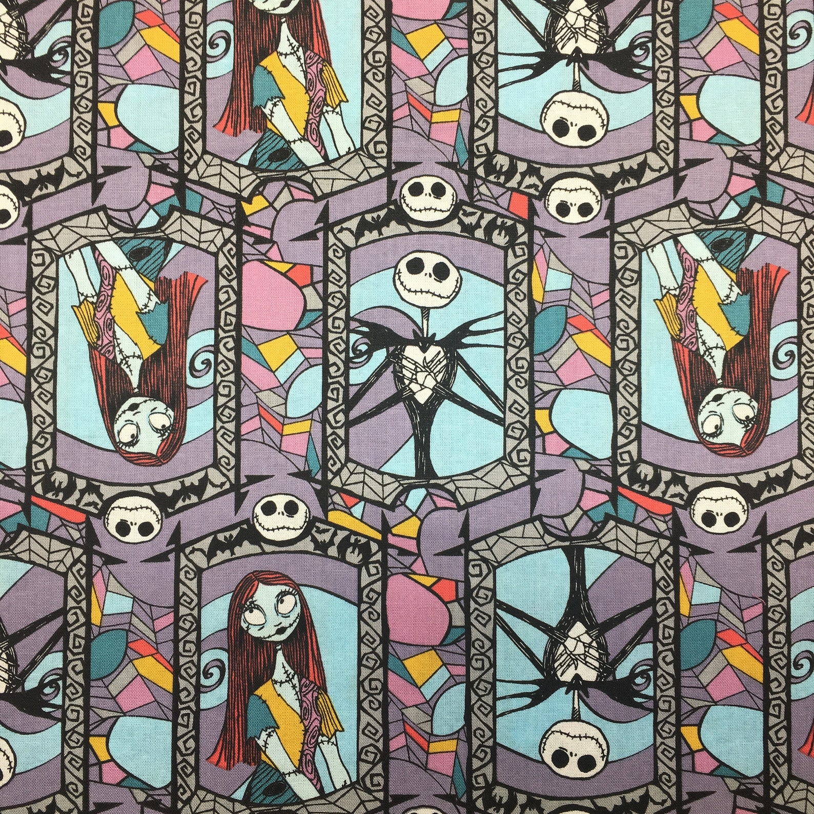 Nightmare Before Christmas Stained Glass Cotton Fabric by the Etsy