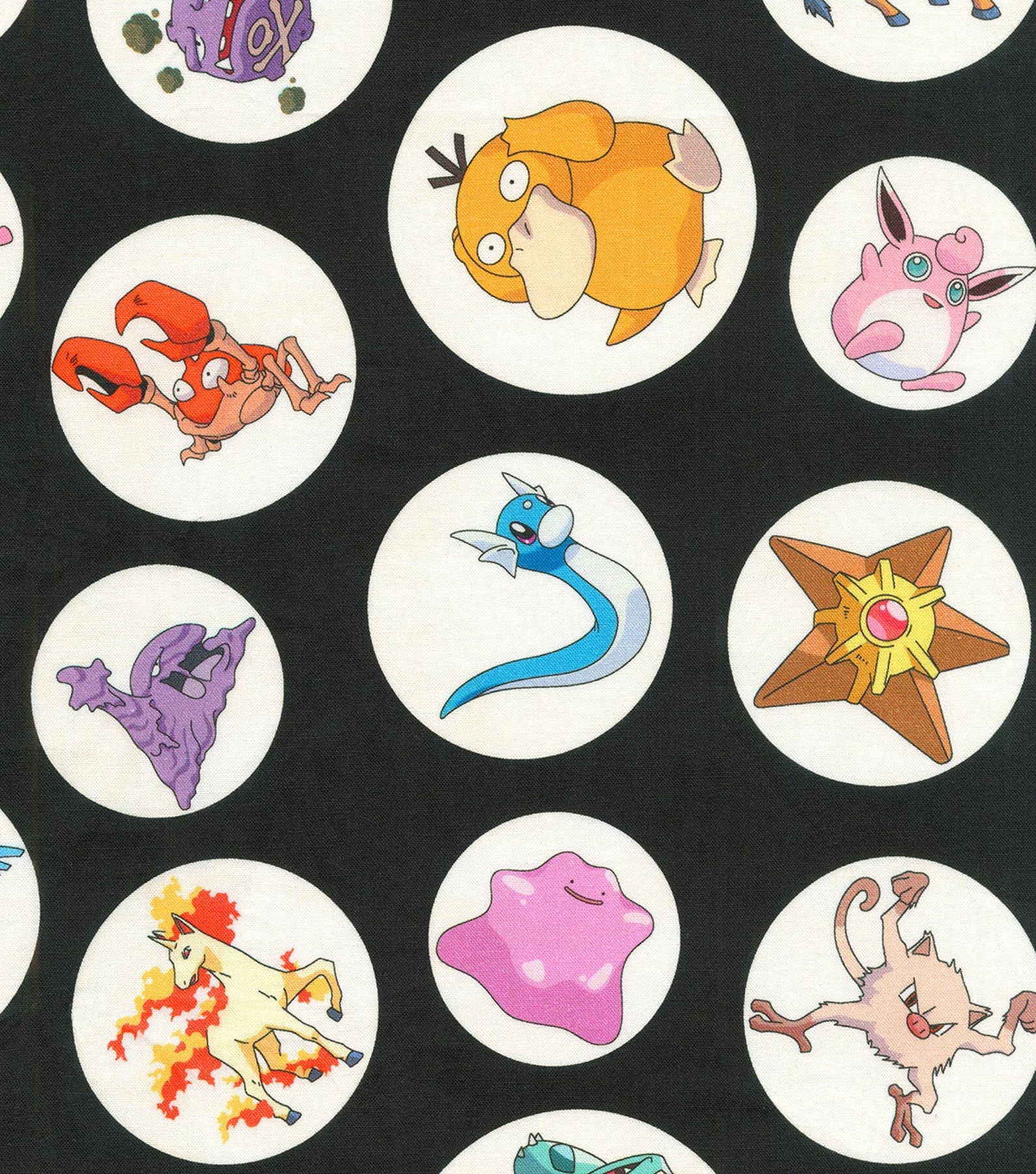 Pokemon Circles on Black by Robert Kaufman by the Yard Etsy