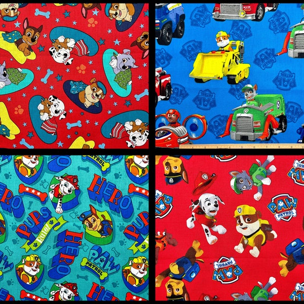 Paw Patrol Multiple Listing #1 (Bright & Large) Cotton Remnants and Yardage, 43" W, 100% cotton, Nickelodeon fabric,  #11120