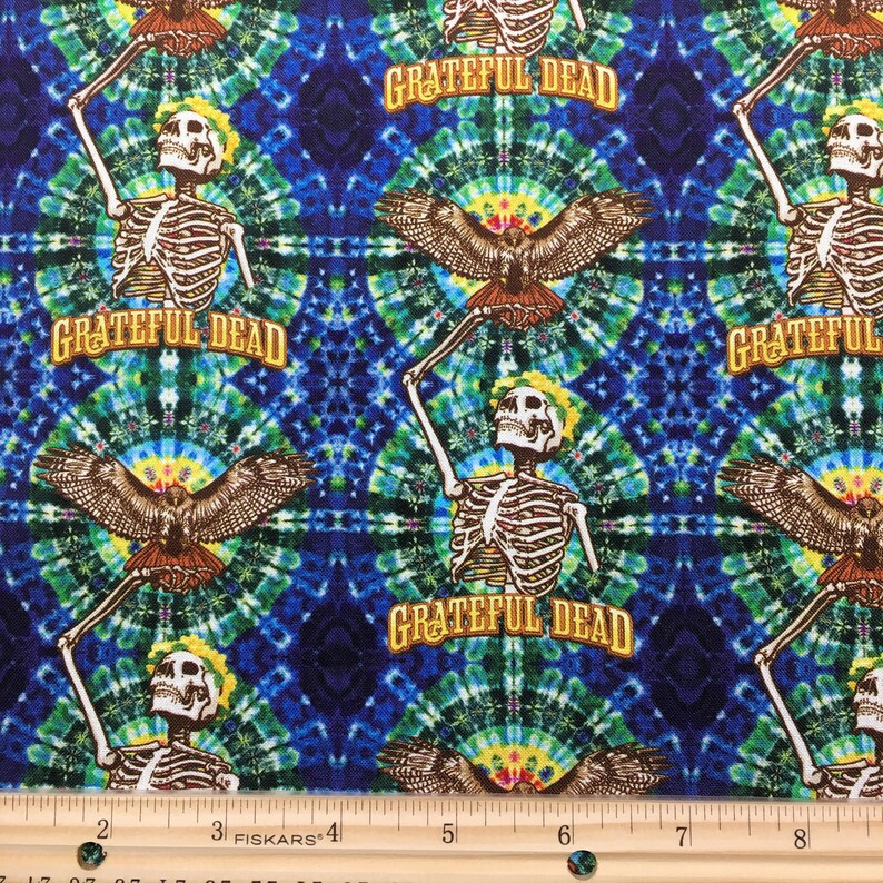Grateful Dead Skeleton Hawk Cotton Fabric by the Yard From Etsy