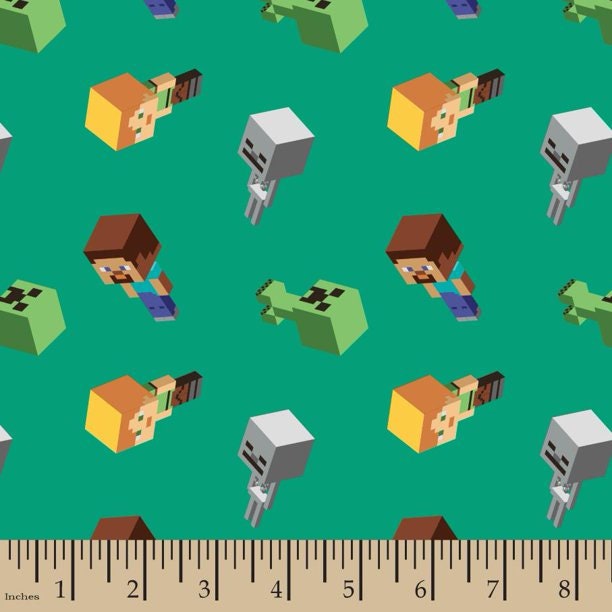 Minecraft Day Mobs cotton fabric by the yard, 100% cotton, 44" w…