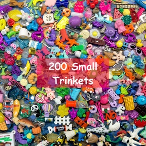 200 small trinkets, miniature objects and tiny things, Gift for teacher, I spy bags, sensory bins, speech therapy aids. no duplicates #11071