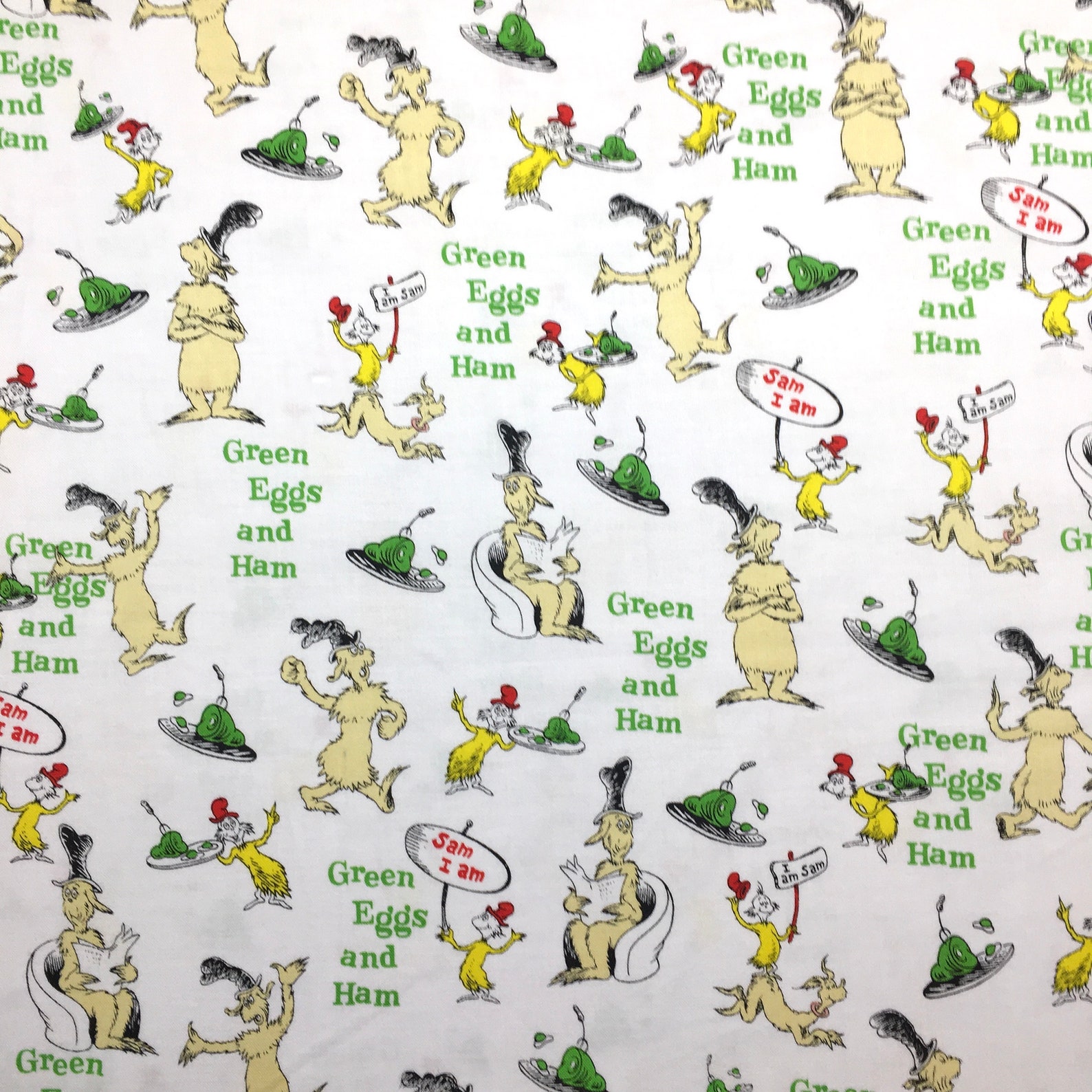 Dr Seuss Green Eggs and Ham cotton fabric by the yard Etsy
