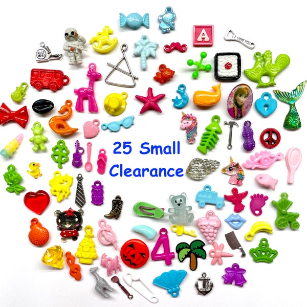 CLEARANCE - 25 SMALL Trinkets, chosen at random, great for prize boxes, speech therapy and sensory bins.  Order upto 3 No Duplicates. #11090