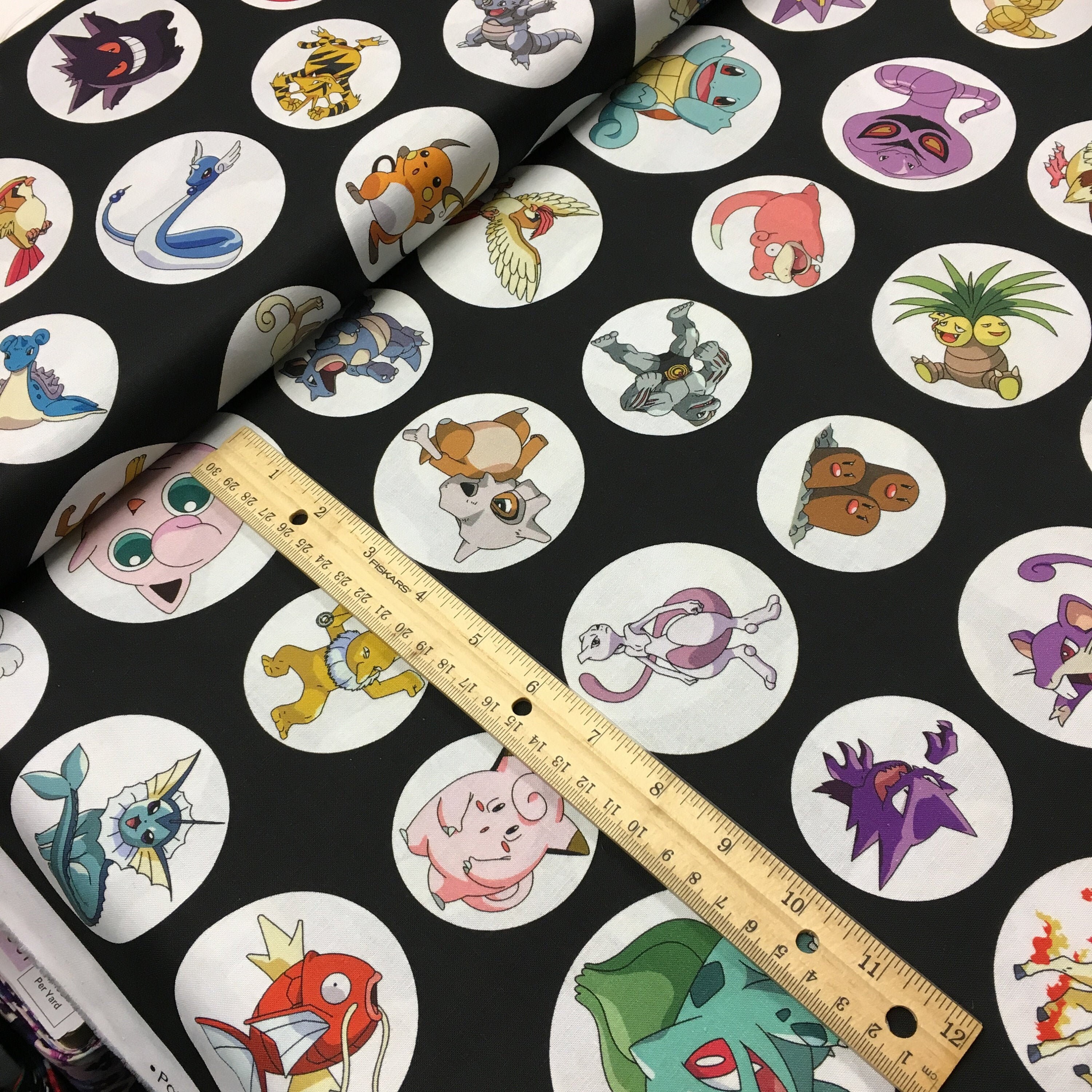 Pokemon Circles on Black by Robert Kaufman By the Yard Etsy