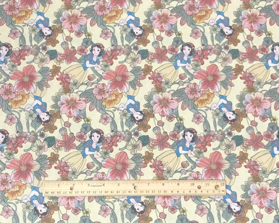 Snow White Floral Cotton Fabric by the Yard 100% Cotton | Etsy