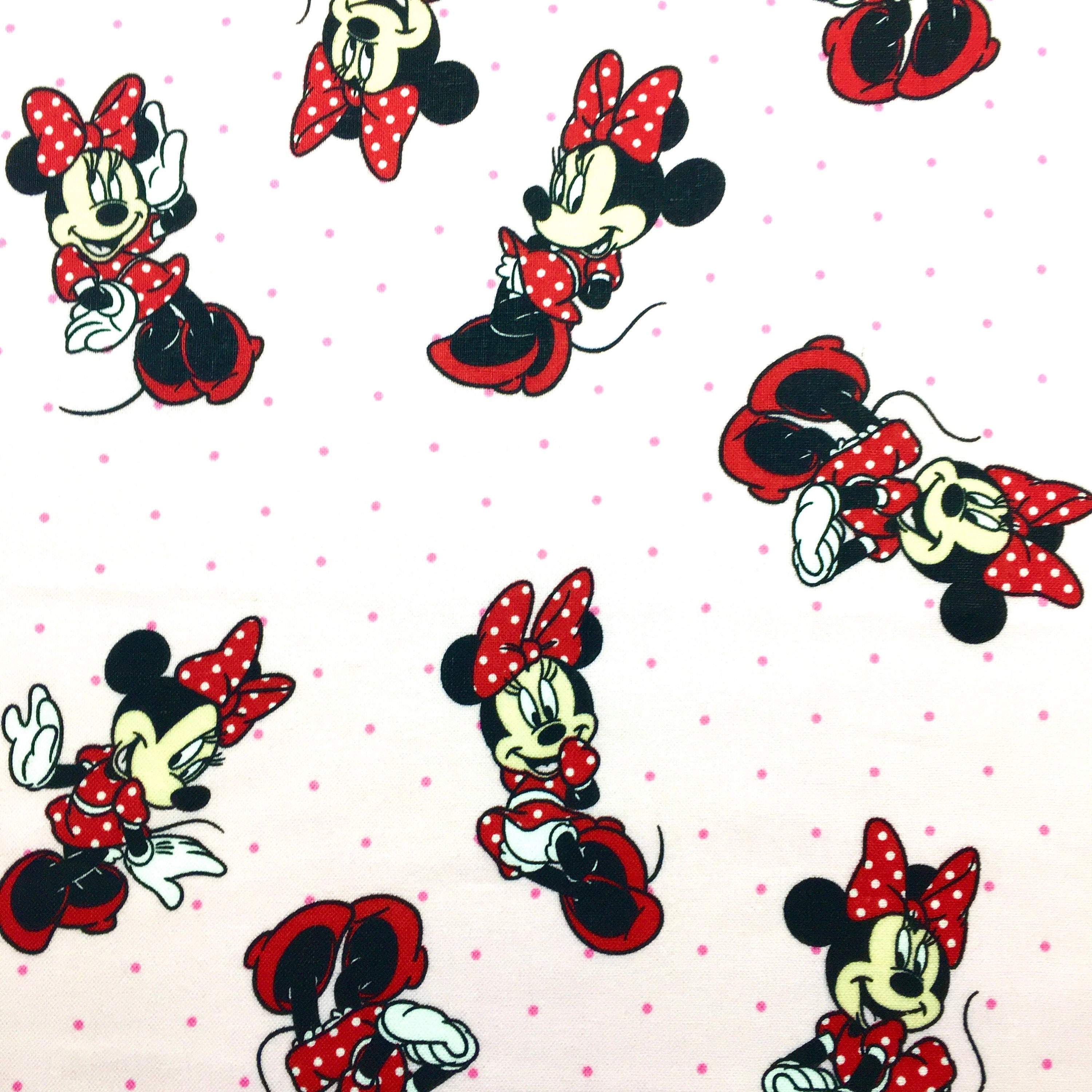Minnie Mouse on pink w/ dots cotton fabric by the yard 100 Etsy