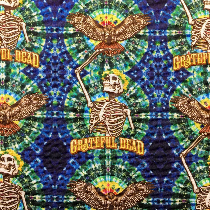 Grateful Dead Skeleton Hawk Cotton Fabric by the Yard From Etsy