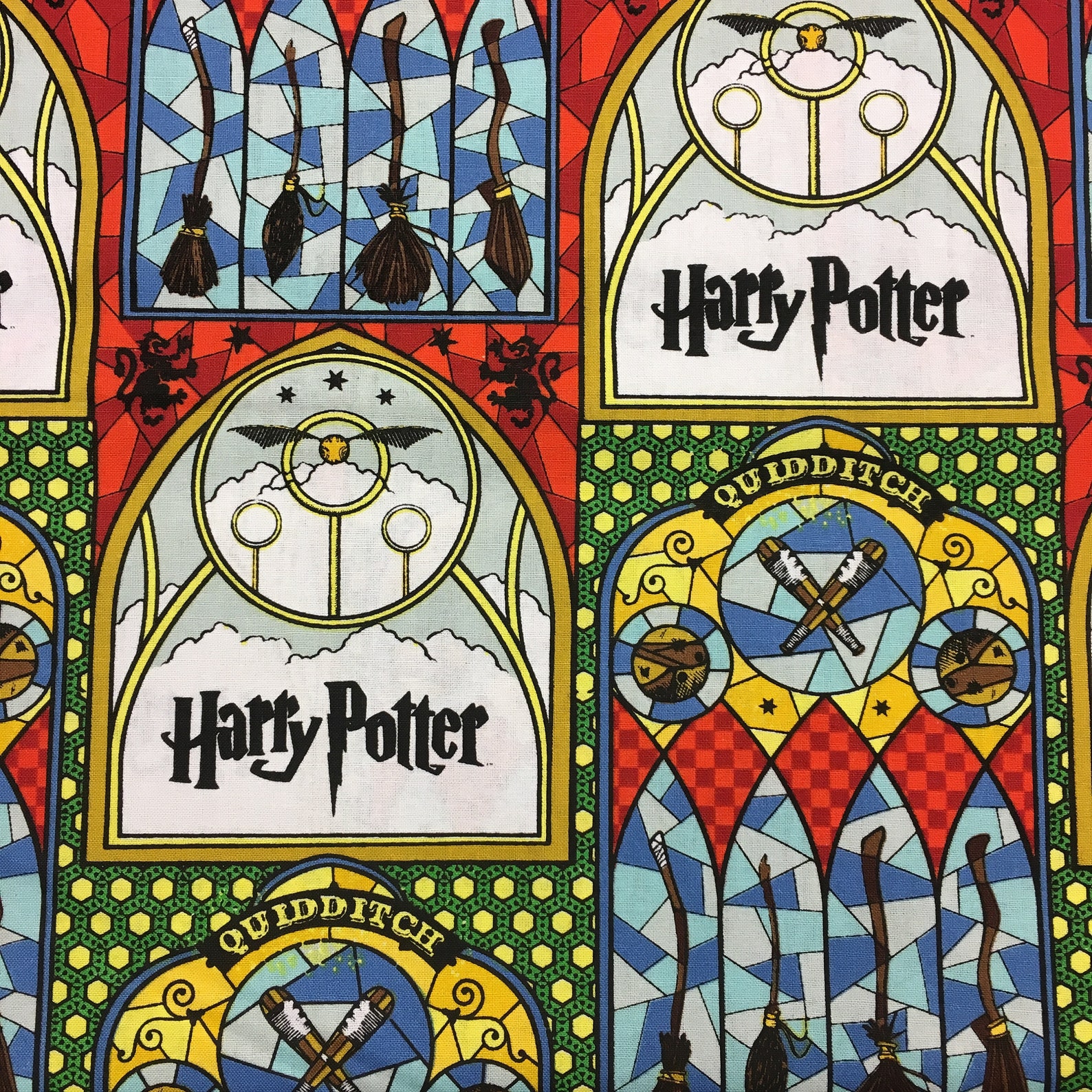 Harry Potter Stained Glass Quidditch Cotton Fabric by the Yard Etsy