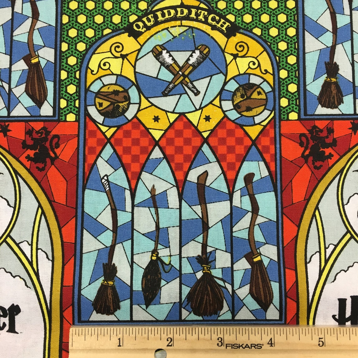 Harry Potter Stained Glass Quidditch Cotton Fabric by the Yard Etsy