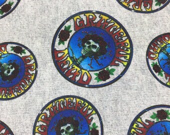 Grateful Dead Logo cotton fabric by the yard and half yard from Springs Creative, licensed character fabric, tie dye fabric