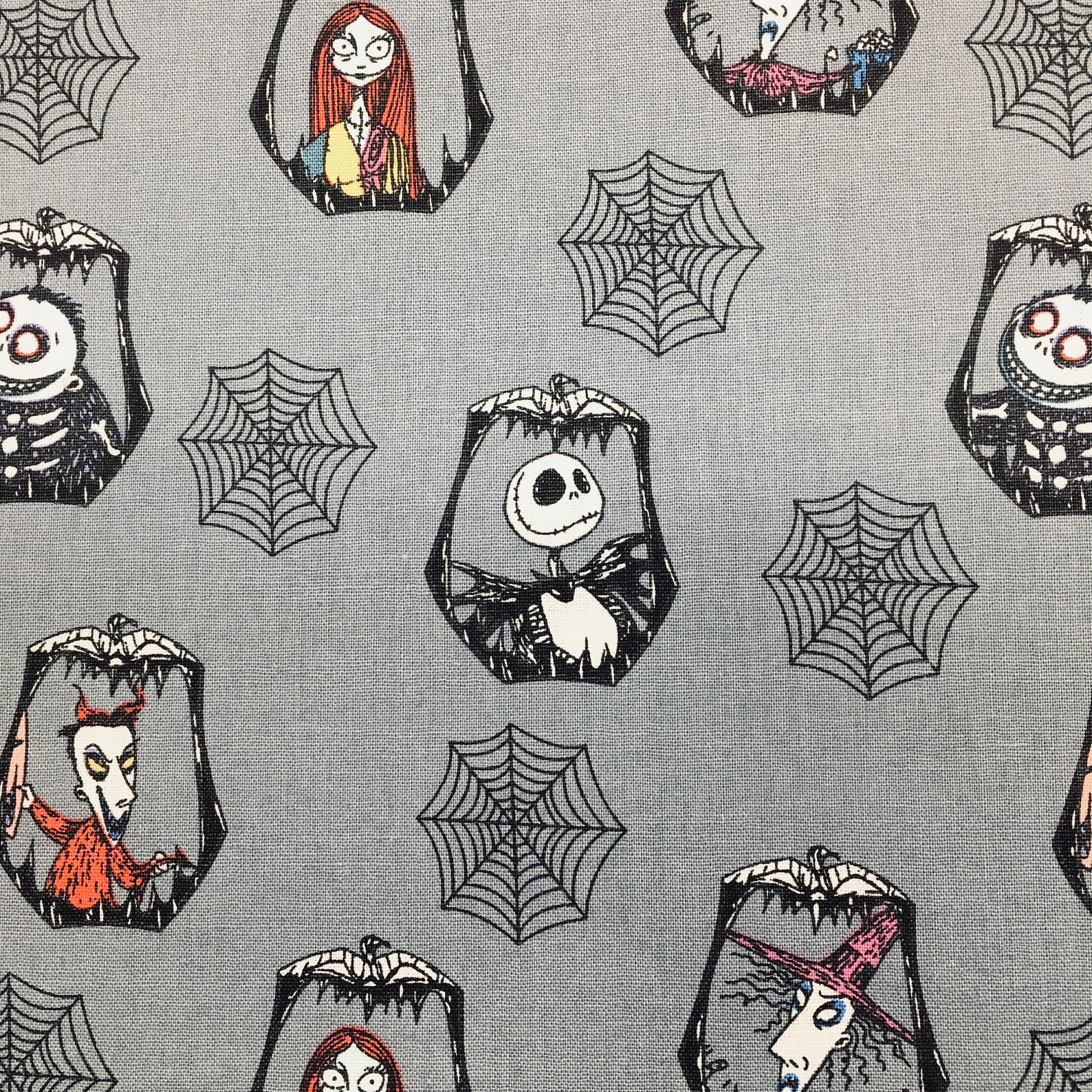 Nightmare Before Christmas Spider Web Badges on Gray Fabric by | Etsy