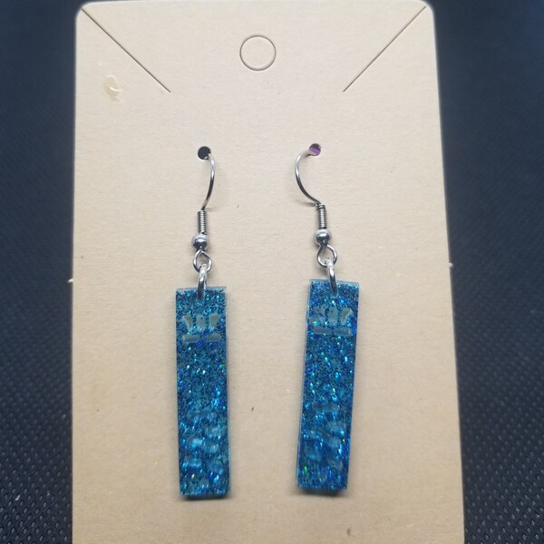 Translucent Blue Dangle Earrings