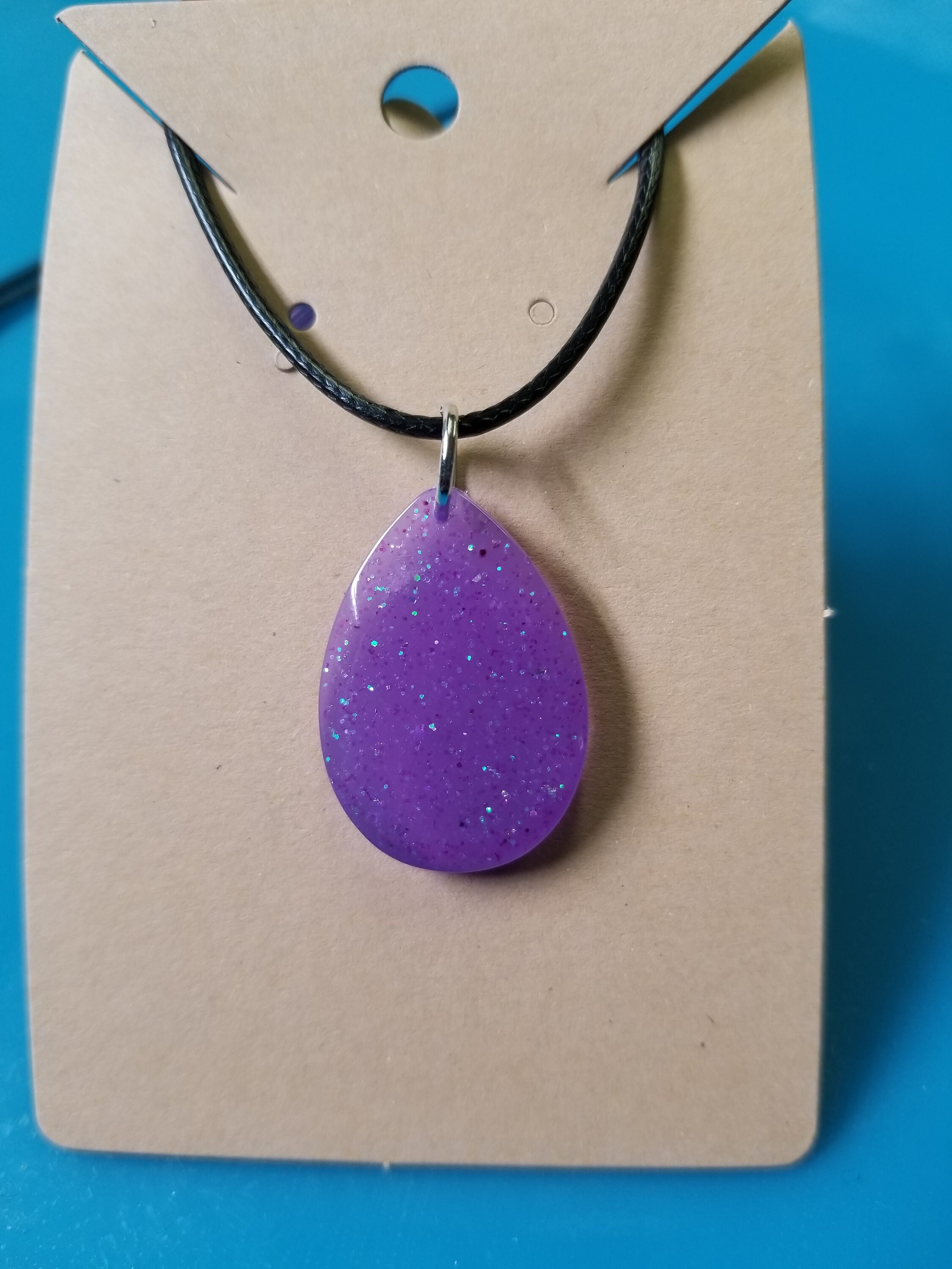 Purple Teardrop Pendant Necklace Etsy