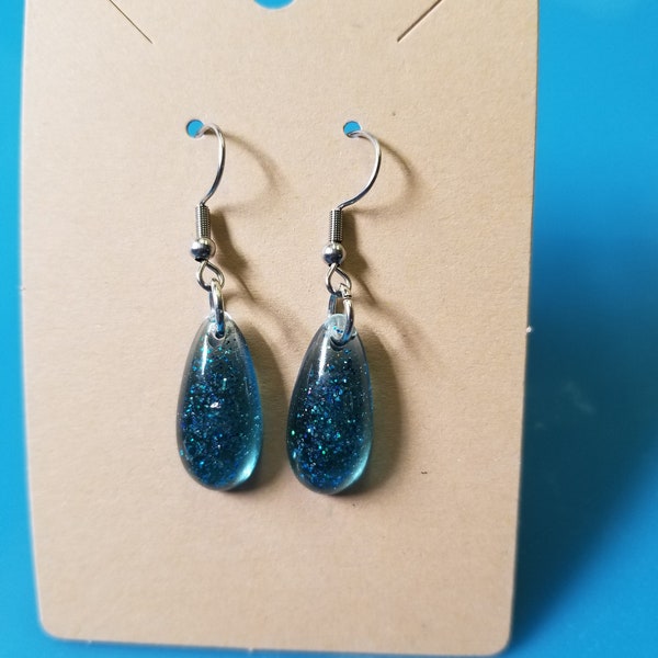 Blue Teardrop Dangle Earrings