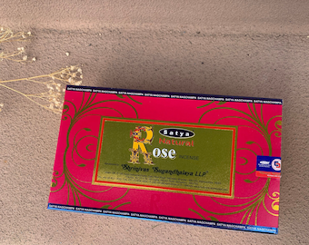 Rose Incense, Satya Incense, Handmade Incense Sticks - Batons Encens, Nag Champa Incense, 100% Original Handmade Fair Trade Gift