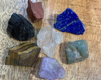 Conjunto de Cristais Brutos dos Chakras: Pedras Naturais para Equilíbrio e Cura