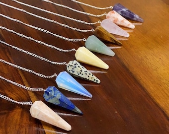 Crystal Pendulum - Opalite, Rose Quartz, Amethyst, Sunstone, Tiger Eye, Lapis Lazuli, Green Aventurine, Moonstone - Pendulum Crystal