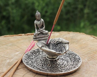 Mandala Buddha Incense holder Altar decor, elegant Incense Holder - hand carved Buddha Altar Plate
