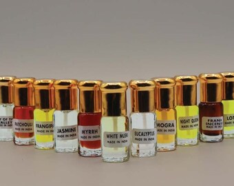 Essential Oil 2.5ml - Patchouli, Lavender, Frank incense, jasmine, frangipani, musk, eucalyptus, lily of the valley, rose, myrrh, lotus oil