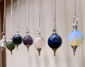 Sephoroton Pendulums - Opalite, Rose Quartz, Amethyst, Clear Quartz, Sodalite, Lapis Lazuli, Green Aventurine - Sphere / Round Pendulum