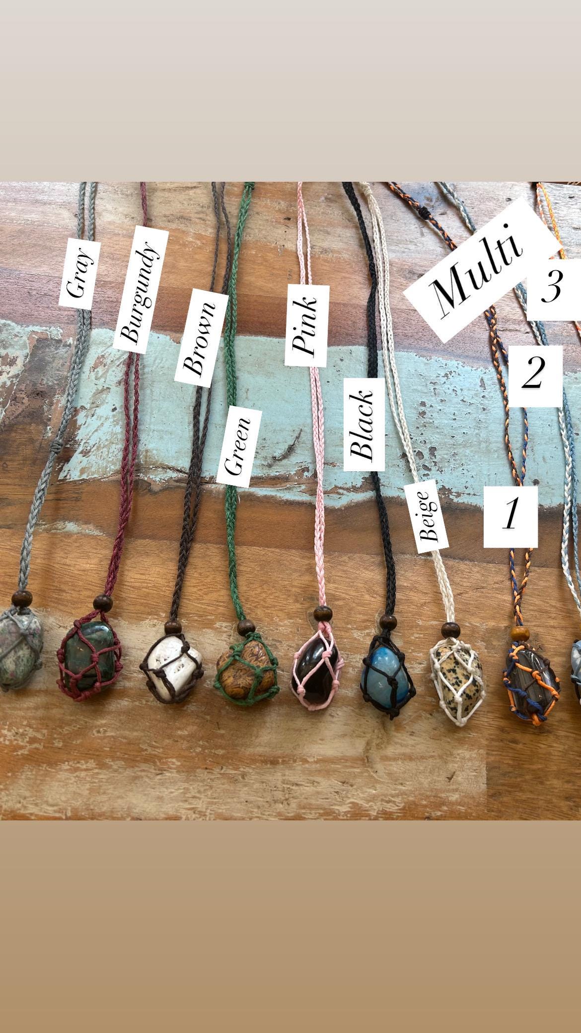 Macrame Crystal Holder Necklace, Handmade Macrame Necklace
