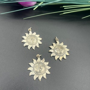 Vintage Silver Metal Sun Rising Pendant  Good Luck Pendant Happiness Pendant Unique Gift Idea for Men and Women Hand made in India