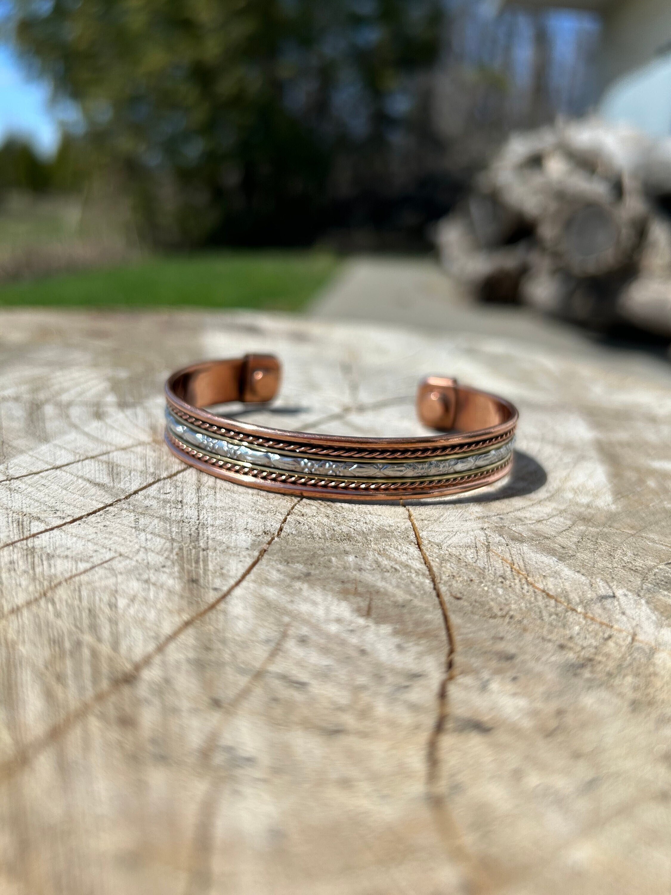 Parure De Bijoux Magnétique En Cuivre Pur - Bracelet Et Cheville - Aimant 3500 Gauss, Tailles Ajustables