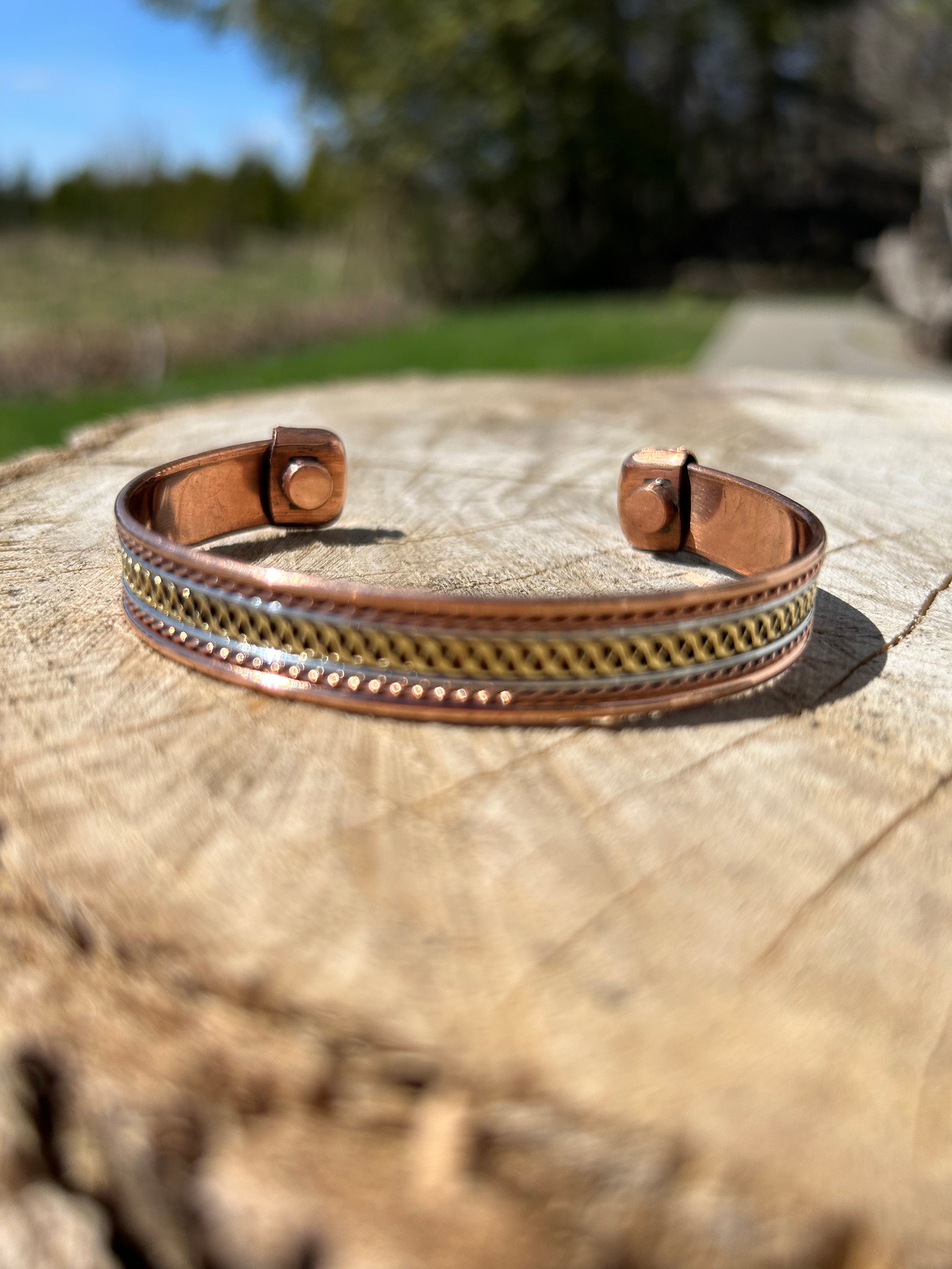 Bracciale intrecciato in rame magnetico in 3 colori con il suo anello in omaggio - Italia