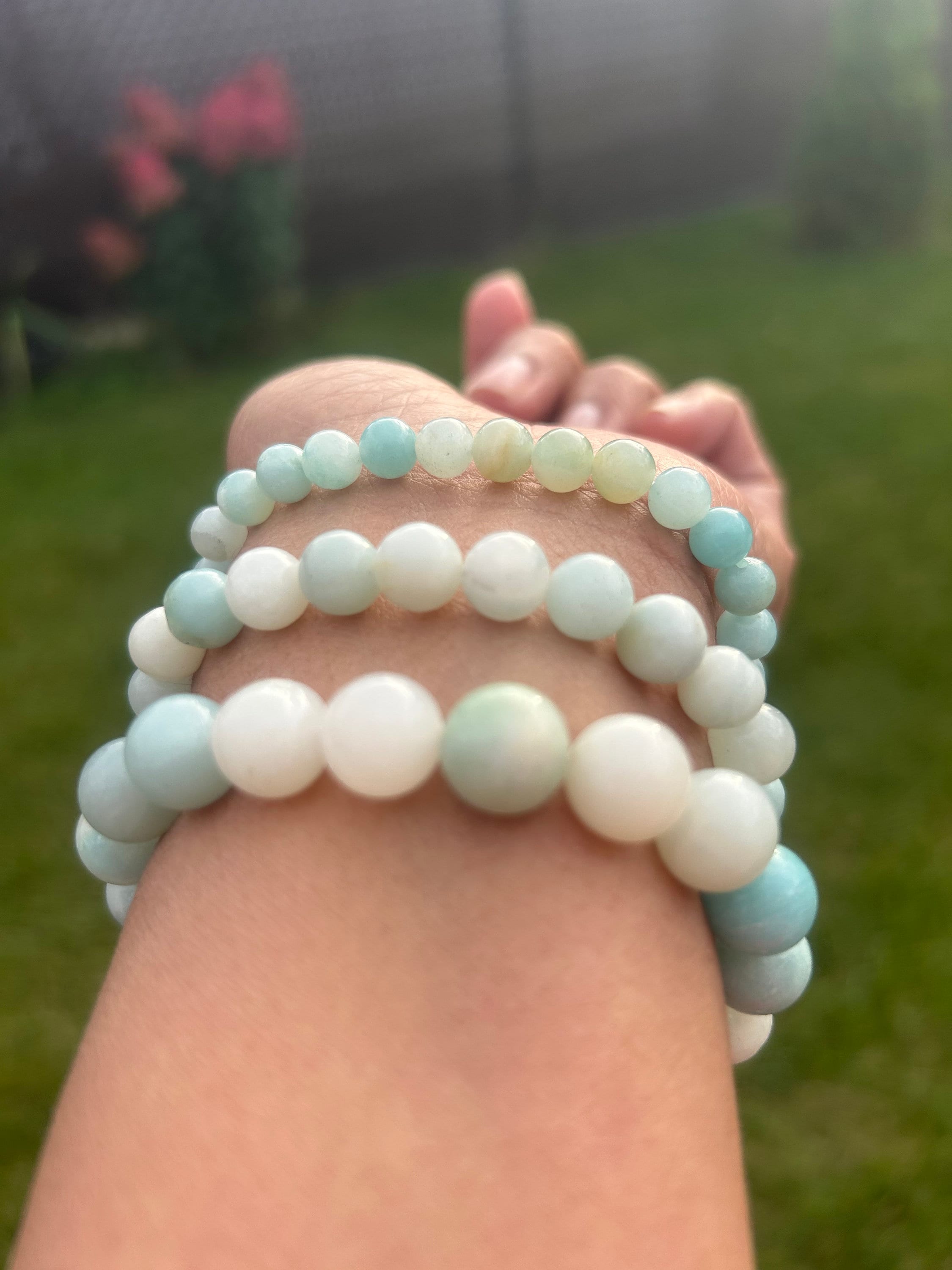 ハンドメイドのアマゾナイト宝石ブレスレット、ユニセックスヒーリング