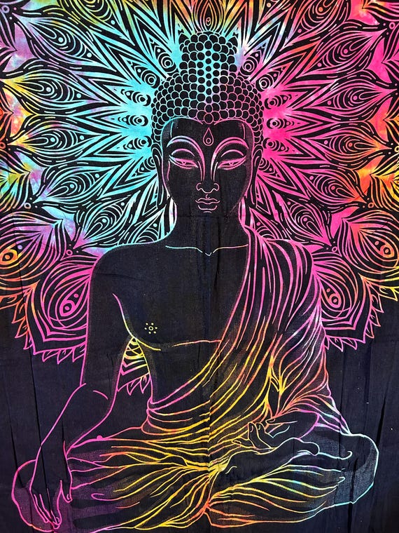 Buddha Tapestry Organic Cotton | Handmade Boho Wall Hanging | Yoga