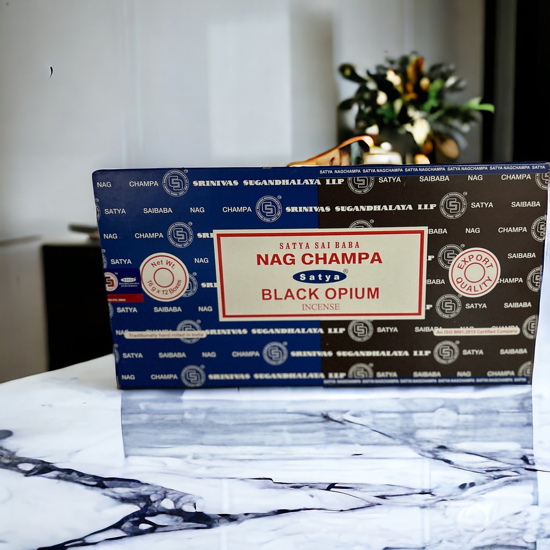 Satya Nag Champa Black Opium Incense – Handmade Organic Sticks - Etsy