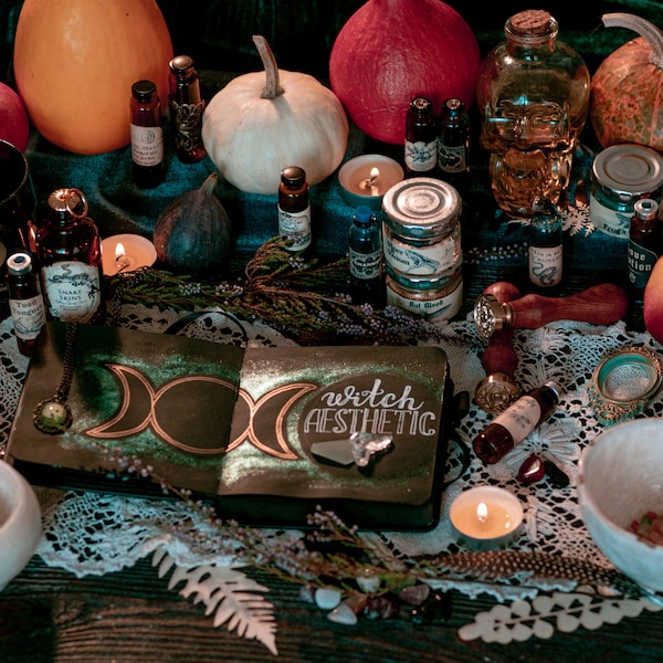 Caja del tesoro de bruja personalizada, kit de altar pagano, descubrimiento de cristales