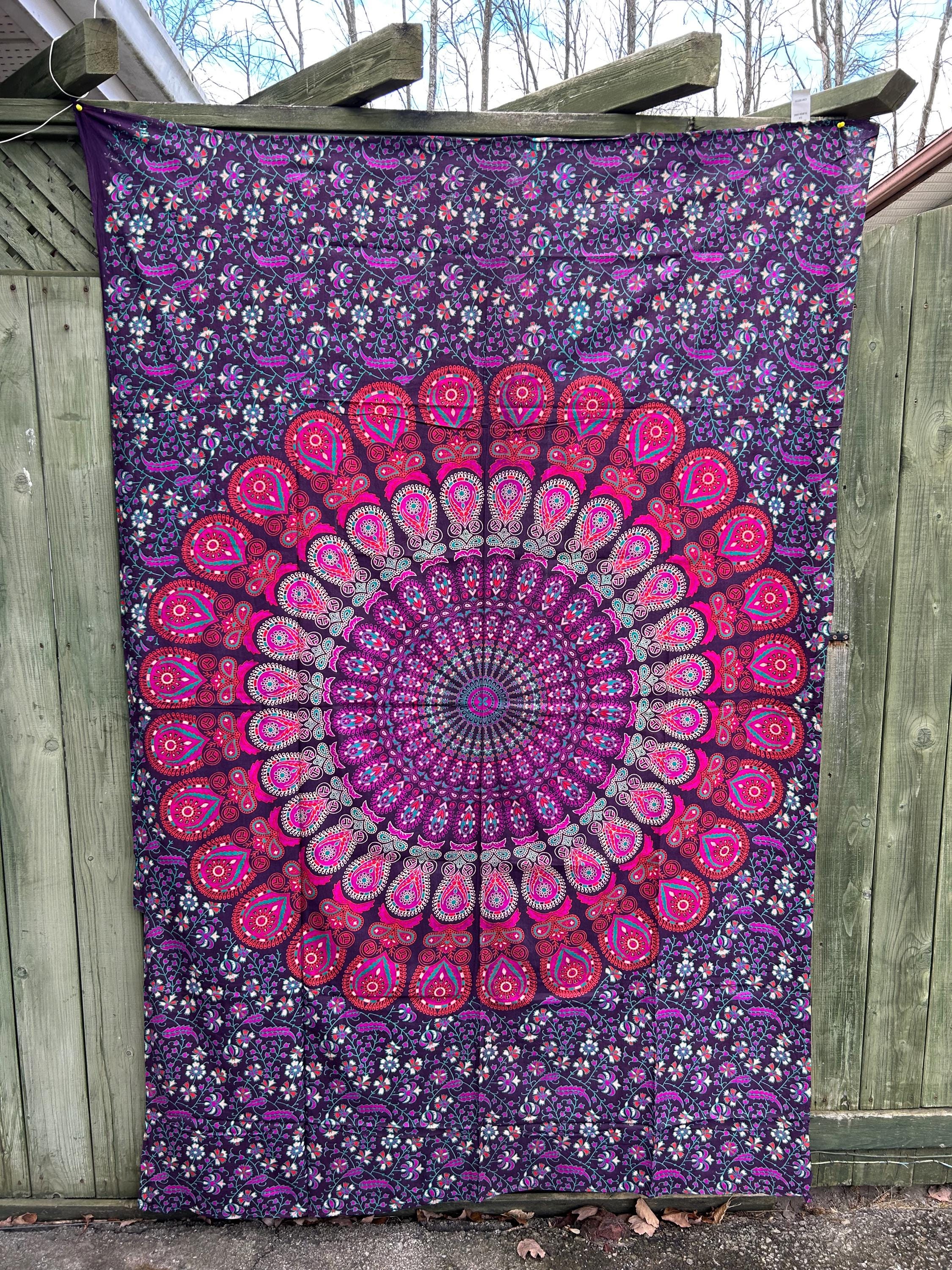 Mandala Tapestry Organic Cotton | Handmade Boho Wall Hanging | Yoga Meditation Boho Decor Large Indian Tapestry  83 x 53 inches